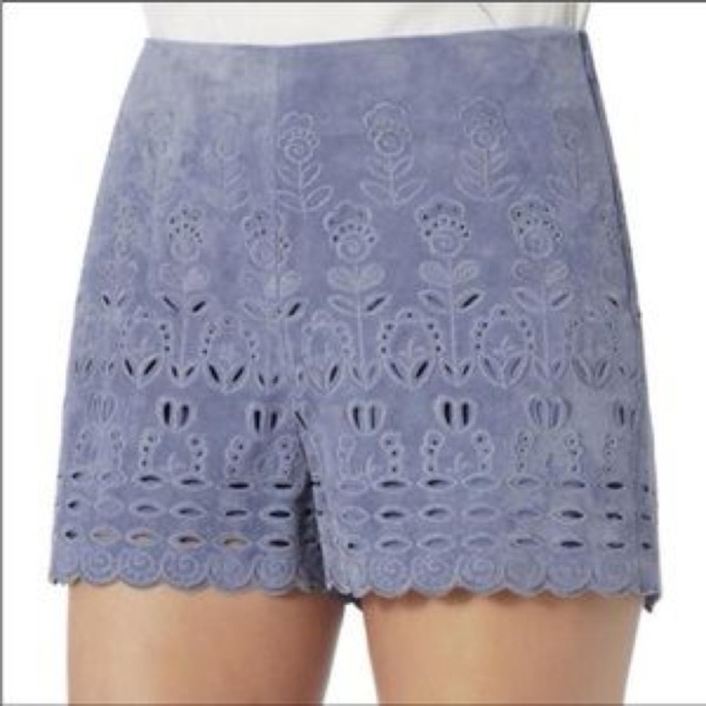 Intermix Blue lace Suede Shorts